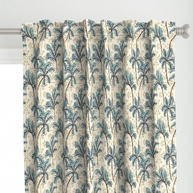 Palm Curtain Panel Enchanted Palm Mosaic by Holli_zollinger - Etsy