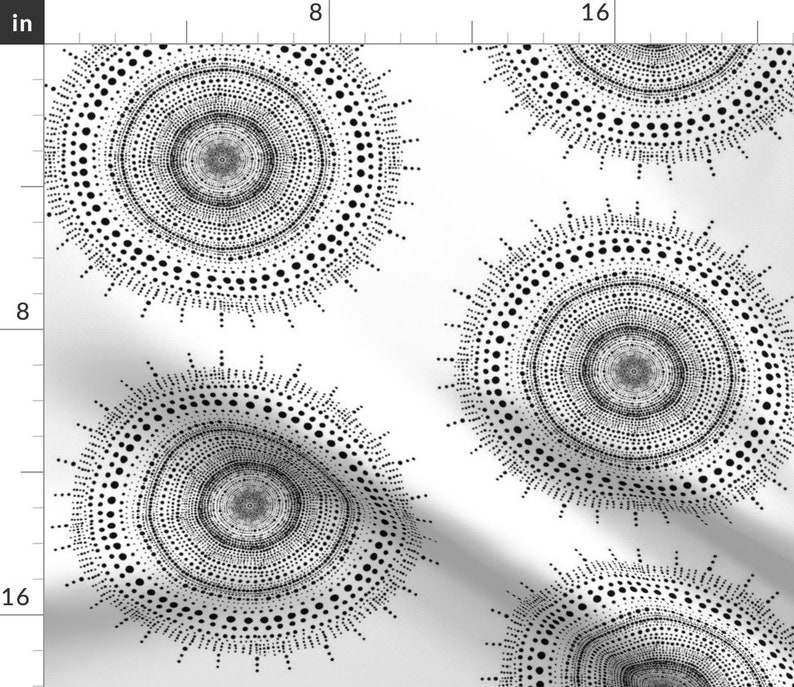 Black Mandala by mrshervi Farmhouse Minimalism Tree Ring Black And White Custom Curtain Panel by Spoonflower Bohemian Curtain Panel