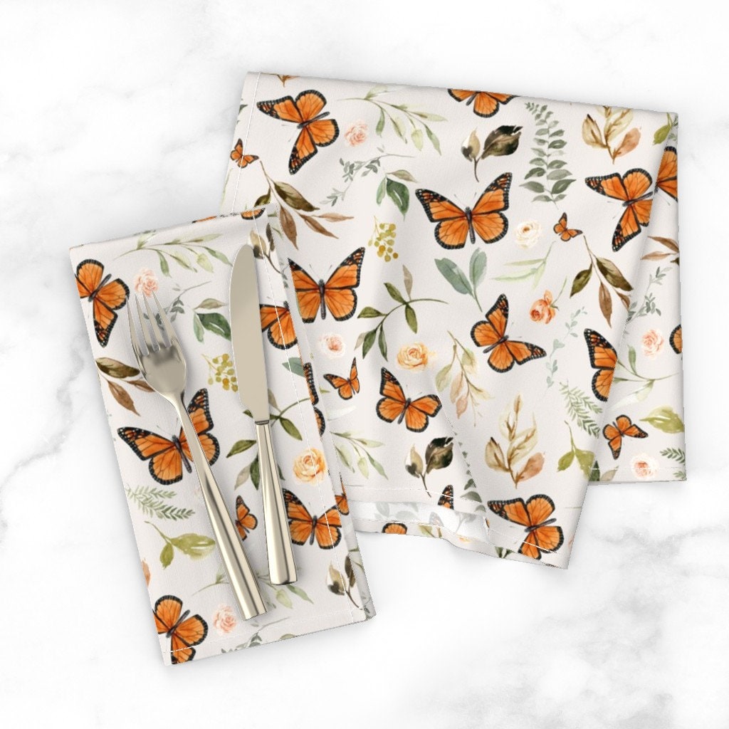 Discover Butterfly Botanical Sage Green Spring Easter Napkins