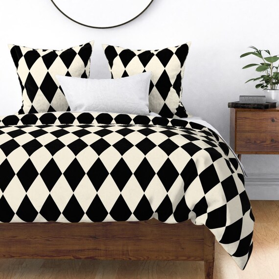 Harlequin Diamonds Duvet Cover Cosmic Latte Black By Etsy