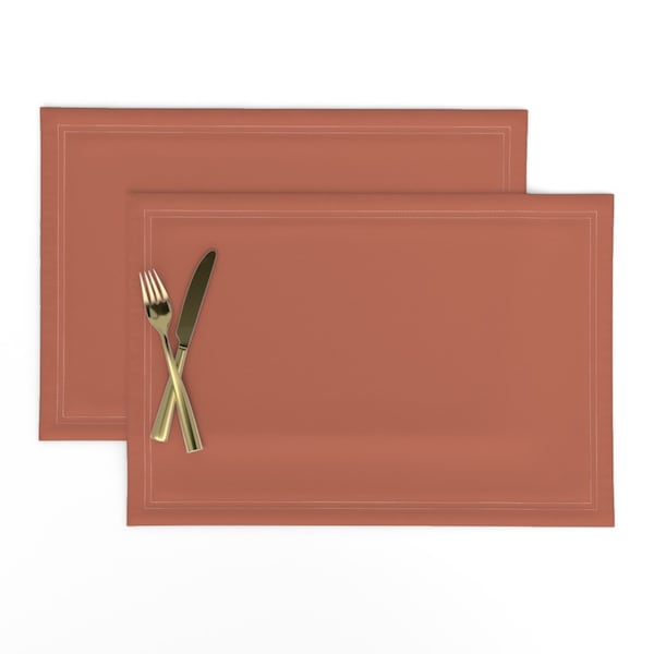 Warm Earth Tones Placemats (Set of 2) - Terra Cotta Solid by mariafaithgarcia - 2021 Color Trend Terra Cotta Cloth Placemats by Spoonflower