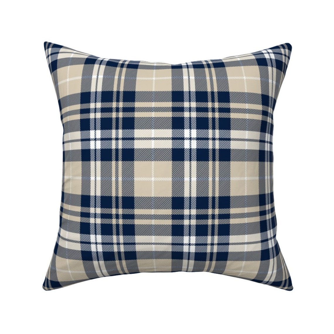 Rustic Tartan Throw Pillow Fall Plaid Navy Tan White by Etsy