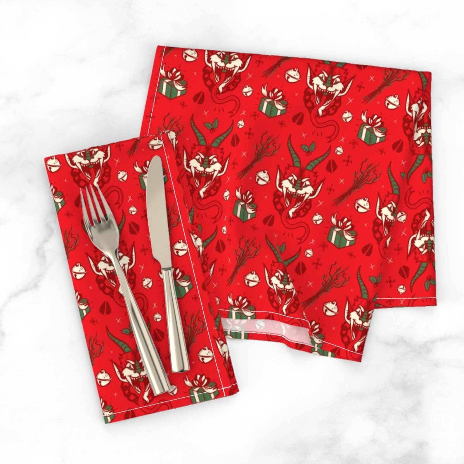 Christmas Dinner Napkins set of 2 Christmas Krampus by Etsy