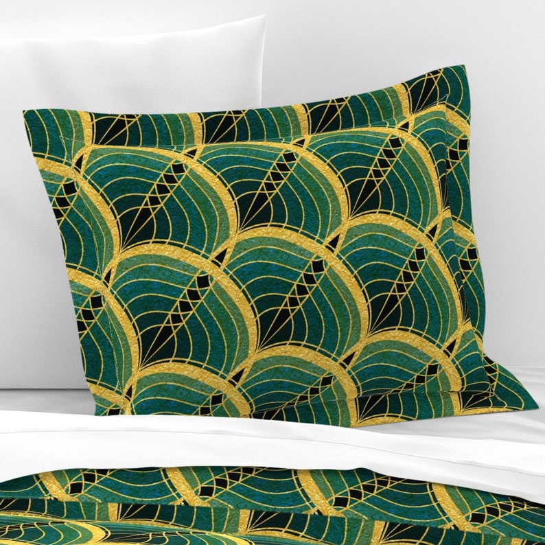 Art Deco Pillow Sham Gold Foil Art Deco by Dpartgallery Etsy