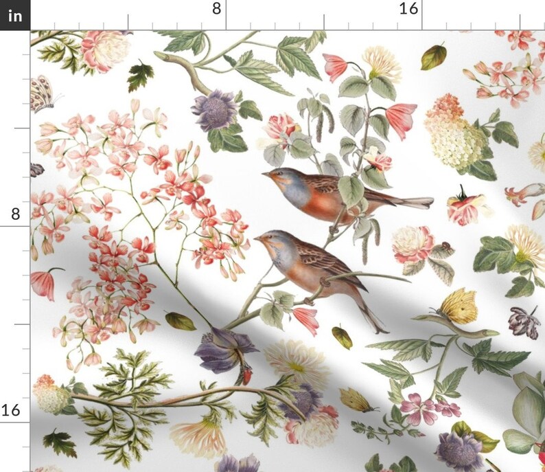 Nature Placemats set of 2 English Garden on White by Etsy