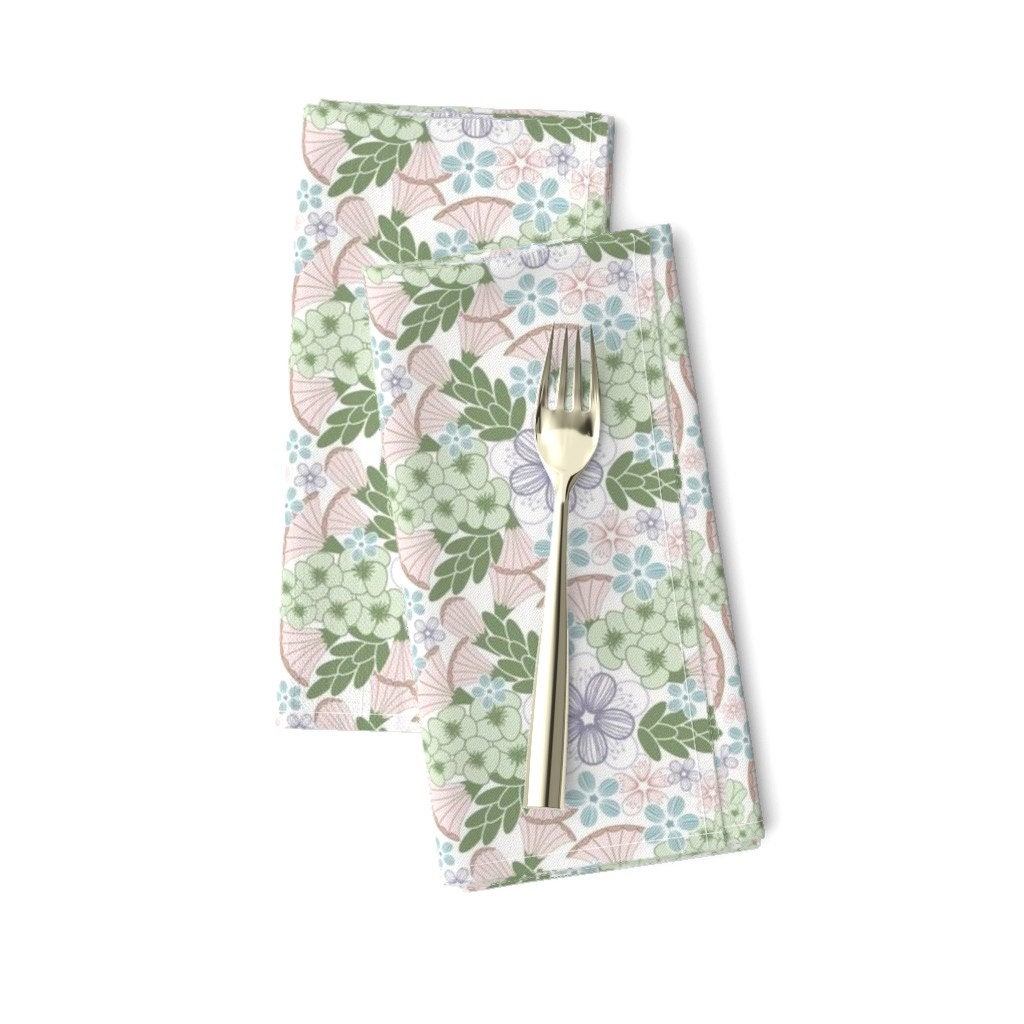 Discover Spring Pale Green Botanical Wildflowers Cloth Napkins