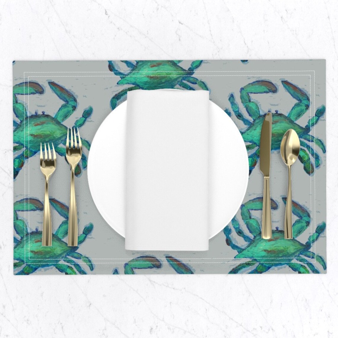 Blue Crab Placemats set of 2 Blue Crabs by Lisakling Etsy