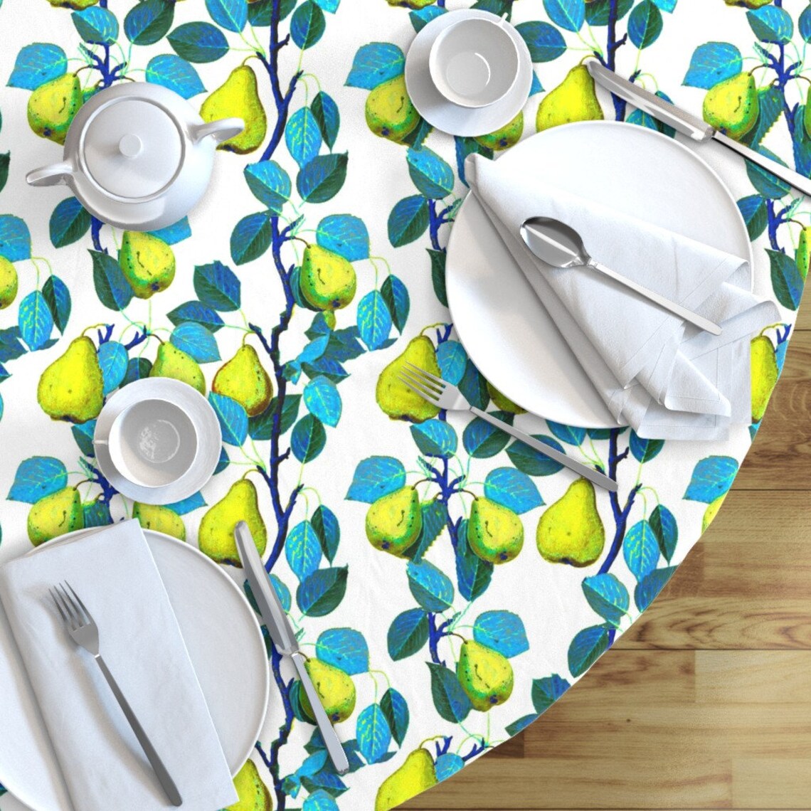 Fruit Round Tablecloth Pear Garden Fruit by jenlats Etsy