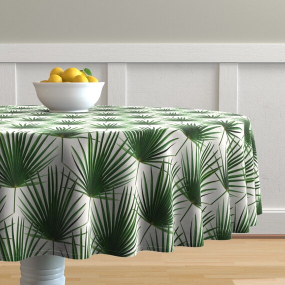 Palm Leaves Round Tablecloth Simple Palm Leaf Geometry by | Etsy