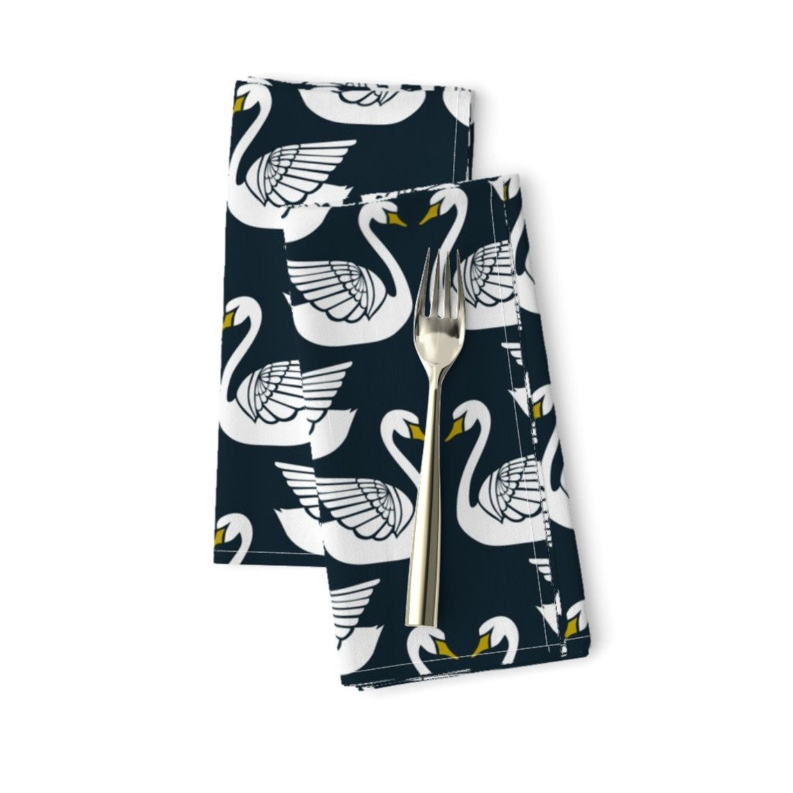Swan Pair Dinner Napkins Set of 2 Swans On Midnight by Etsy