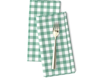 Spring Green Plaid Dinner Napkins (Set of 2) - Green Gingham by hey_cute_design - Small Scale Gingham Cloth Napkins by Spoonflower