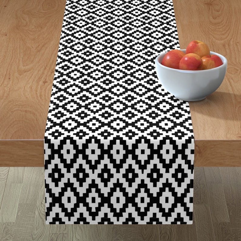 Geometric Tribal Table Runner Kilim by Gomboc Black and Etsy
