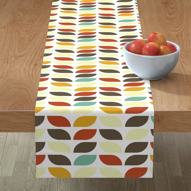 Table Runner Mid Century Modern Waves Farmhouse Geometric Sateen LP Table Runner Mid Century Modern Waves Farmhouse Geometric Sateen LP