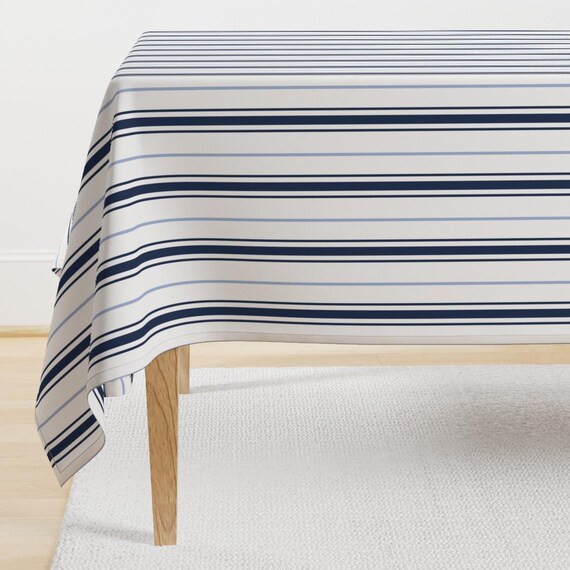 Ticking Rectangle and White Cotton Tablecloth Ticking Rectangle and White Cotton Tablecloth