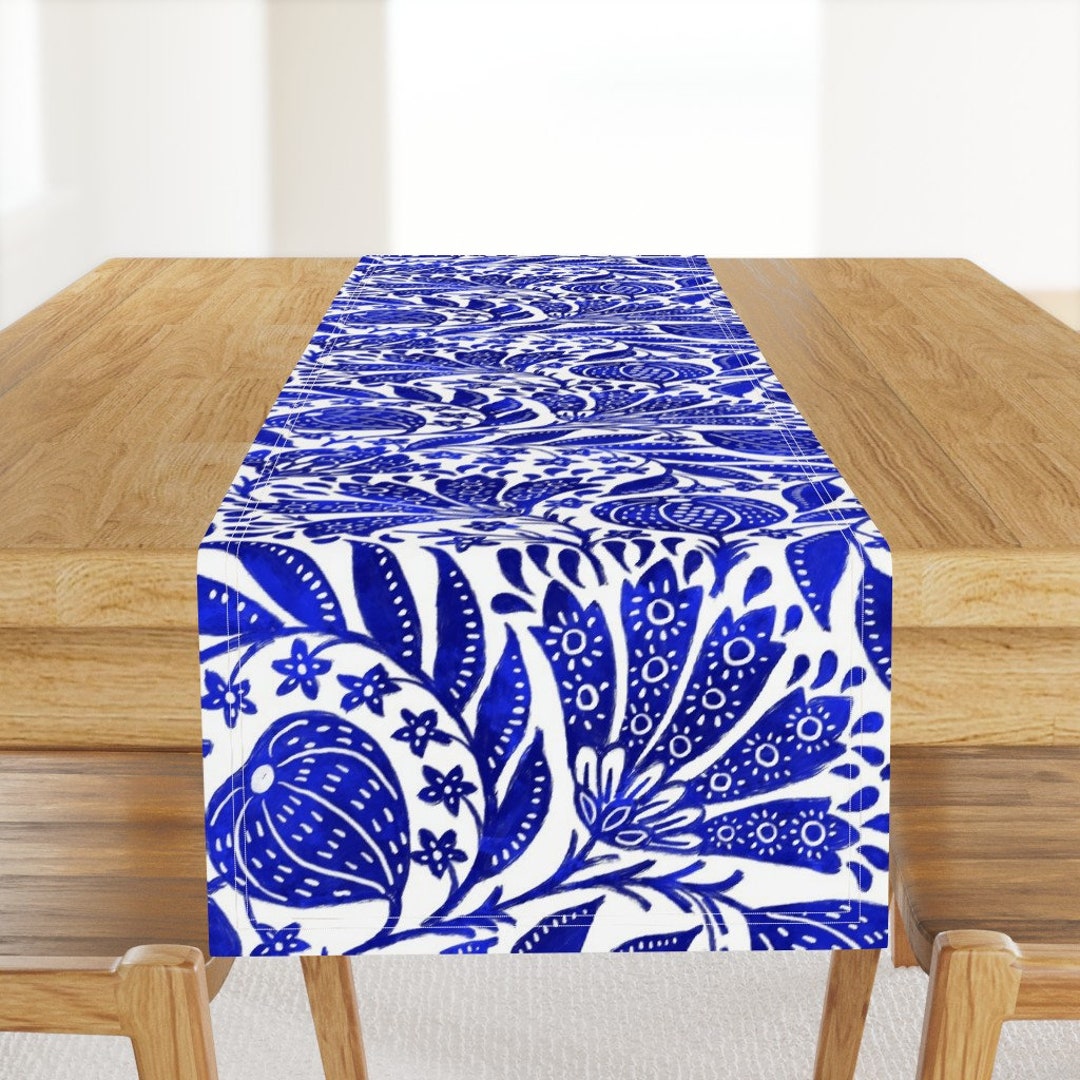 Cobalt Blue Table Runner Fig Garden Blues by De_koro Etsy