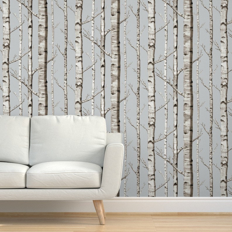 Birch Tree Commercial Grade Wallpaper Birch Grove in Etsy