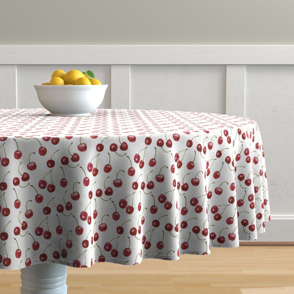 Red Round Tablecloth Cherries by jillbyers Fruit Cherry Etsy
