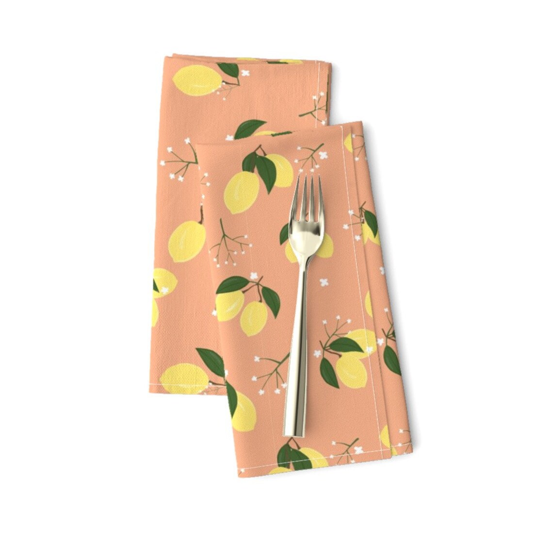 Lemons on Peach Dinner Napkins set of 2 Lemon Zest Apricot Etsy