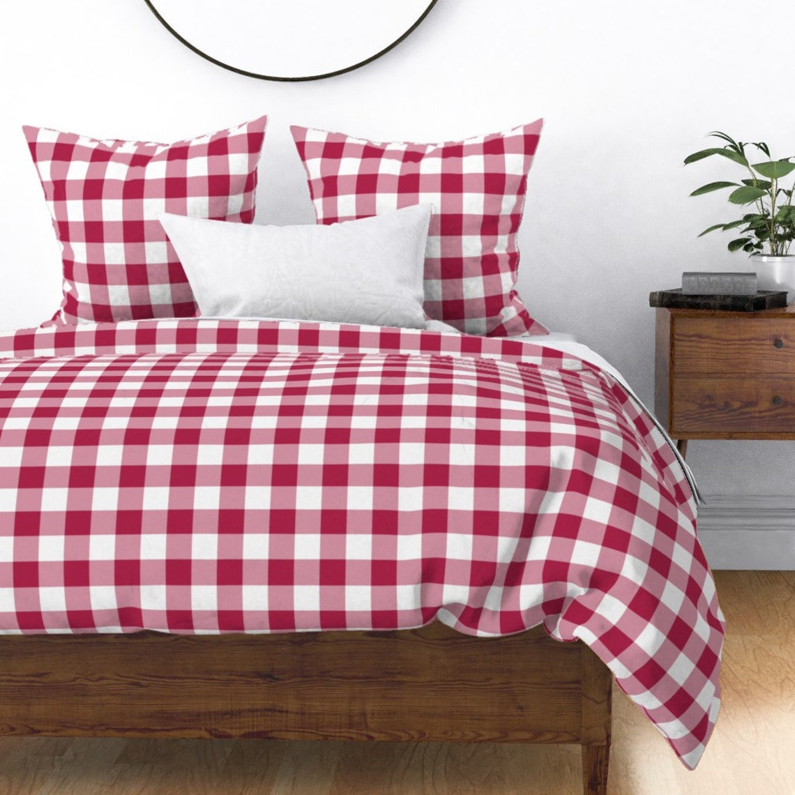 Red Check Pillow Sham Buffalo Check in Burgundy by Etsy
