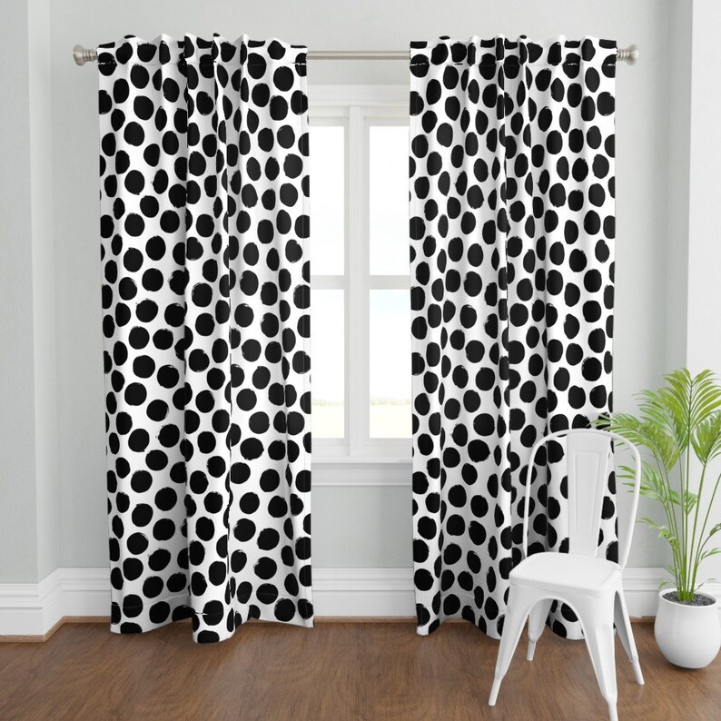 Polka Dots Curtain Panel Black White Huge Polka Dot by Etsy