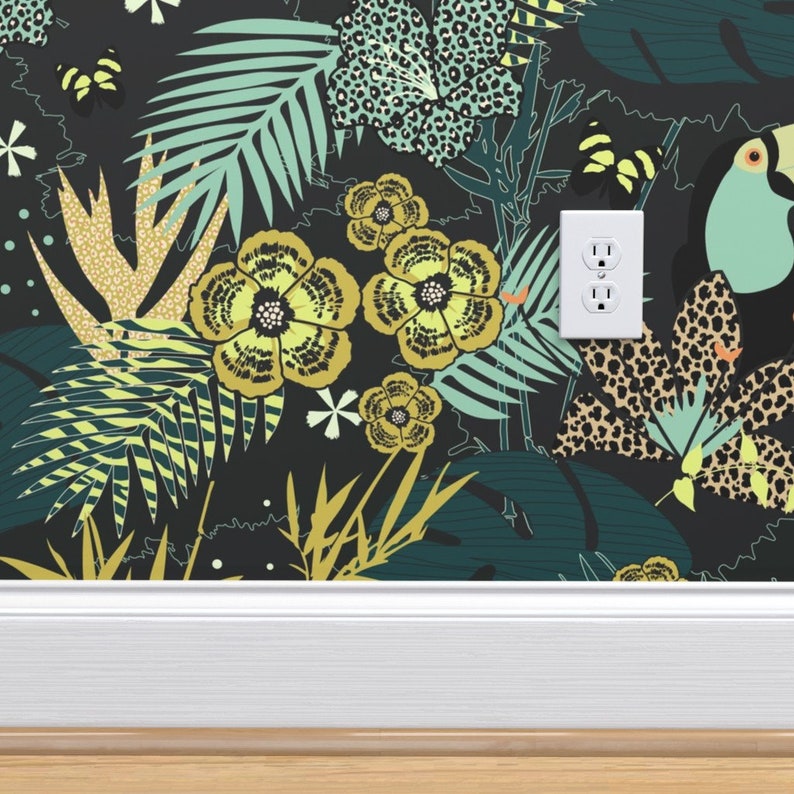 Animal Print Wallpaper Jungle Yellow by Kimsa Tropical | Etsy