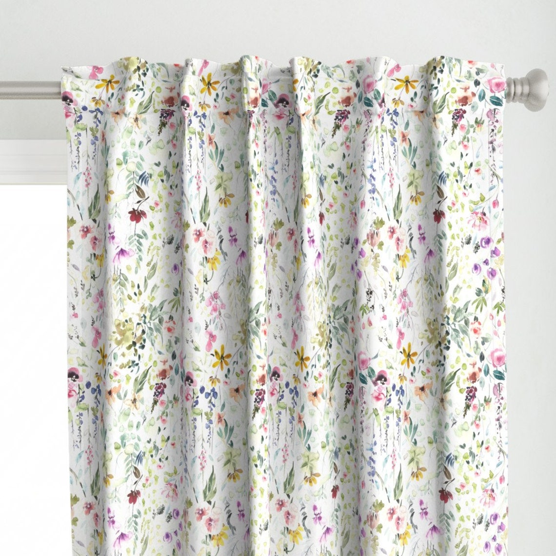 Colorful Spring Curtain Panel Wildflower Meadow by | Etsy