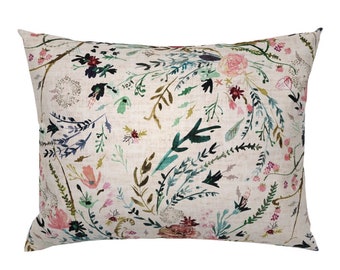 Floral Meadow Spring Summer Watercolour Wildflowers Botanical Daisy Buttercup Vintage Victorian Naturalist Print Roostery Pillow Sham 100% Cotton Sateen 30in x 24in Flange Sham 