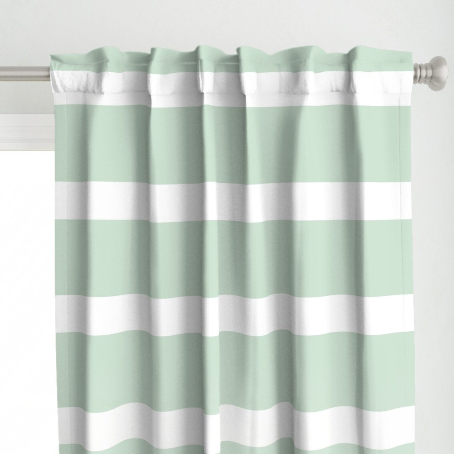Green Stripe Curtain Panel Wide Stripe Sea Foam Green by Etsy