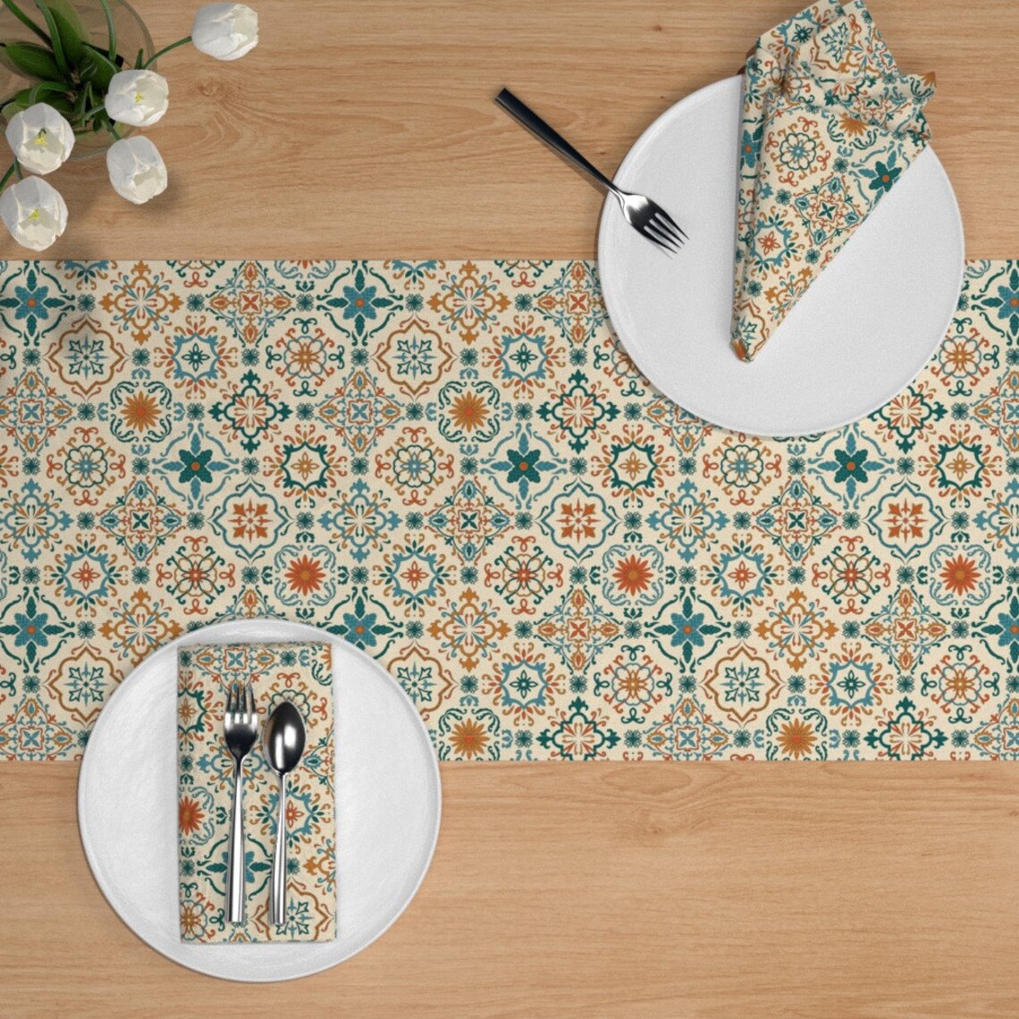 Spanish Tiled Table Runner Spanish Tiles by maritcooper Etsy