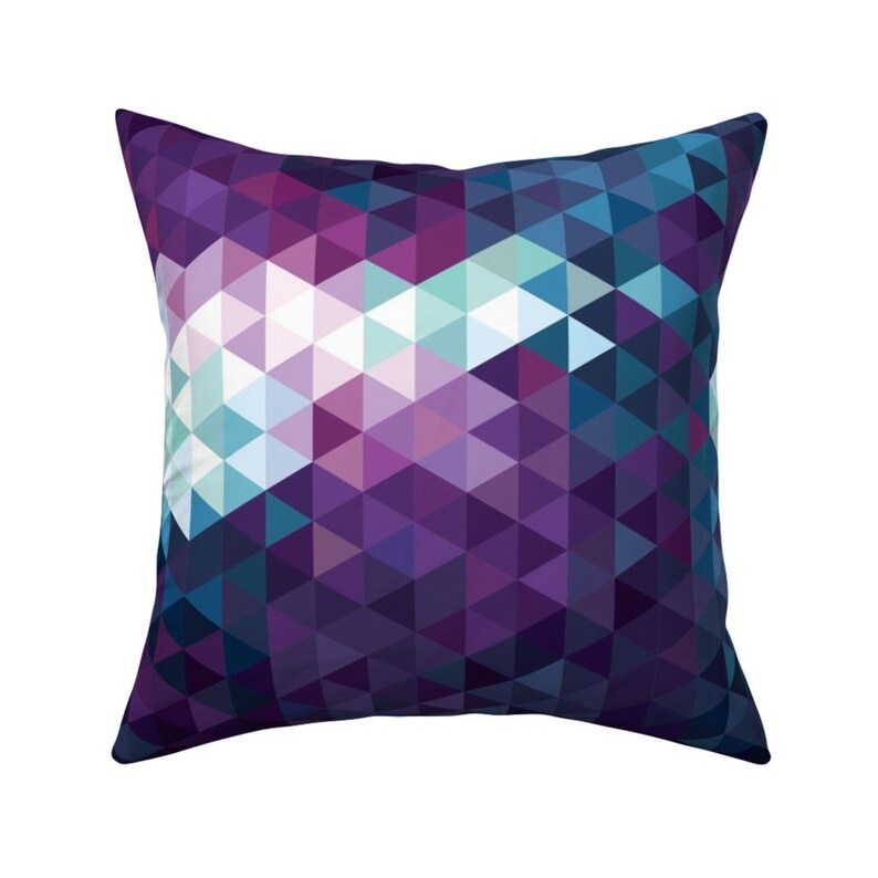 Purple Triangles Throw Pillow Stormy Skies Geometric by electrogiraffe Teal Abstract 18x18 Square Throw Pillow by Spoonflower