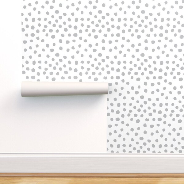 Dot Commercial Grade Wallpaper - Grey Dots by charlottewinter - Grey Dots Gray Dots Dots Fabric Wallpaper Double Roll by Spoonflower