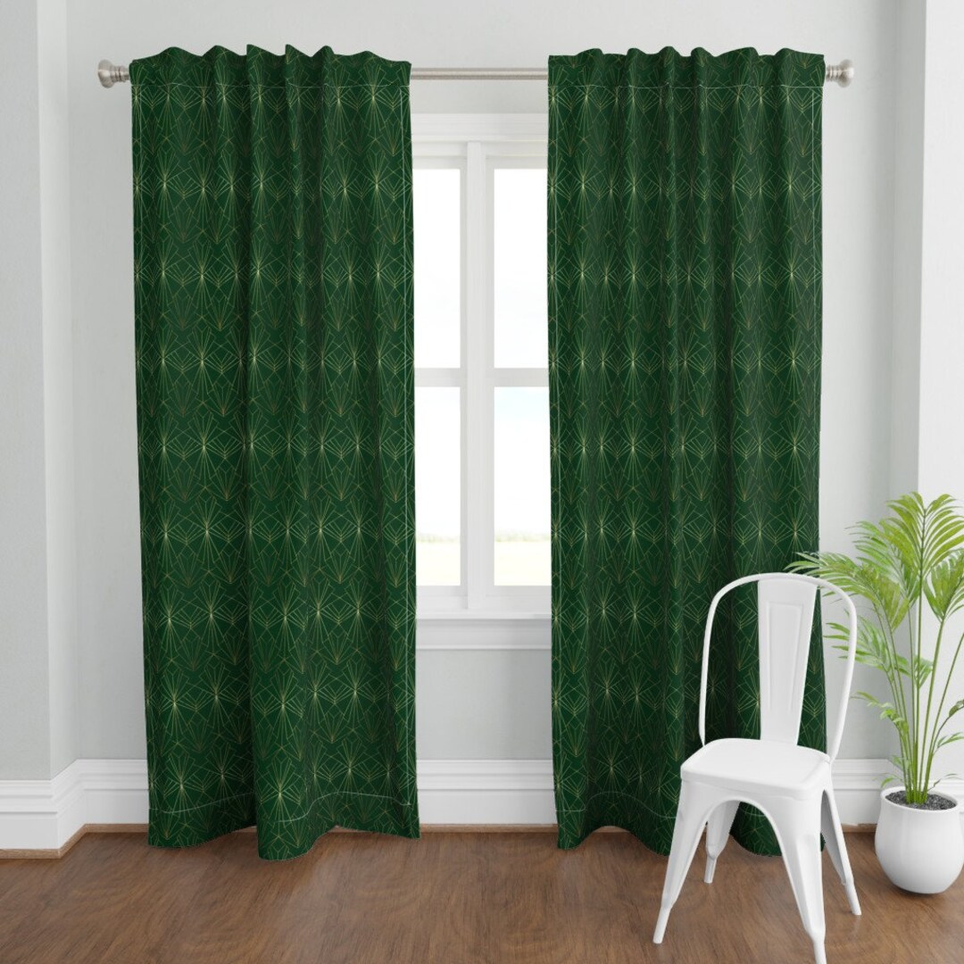 Glamorous 1920s Curtain Panel Art Deco on Emerald Green by Etsy