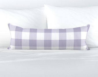 Pastel Buffalo Check XL Lumbar Pillow - Light Purple Jumbo Gingham Check Extra Large Rectangle Lumbar Pillow - 3" Gingham Check by dept_6 -