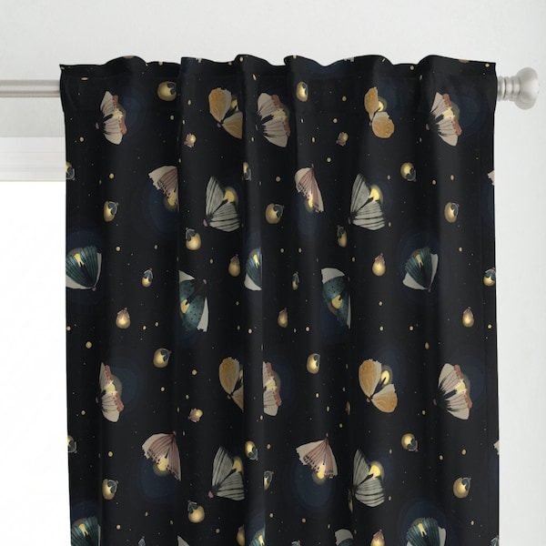 Lightning Bug Curtain Panel - Fireflies At Night by the_mirwo_forest - Night Sky Summer Fireflies  Custom Curtain Panel by Spoonflower