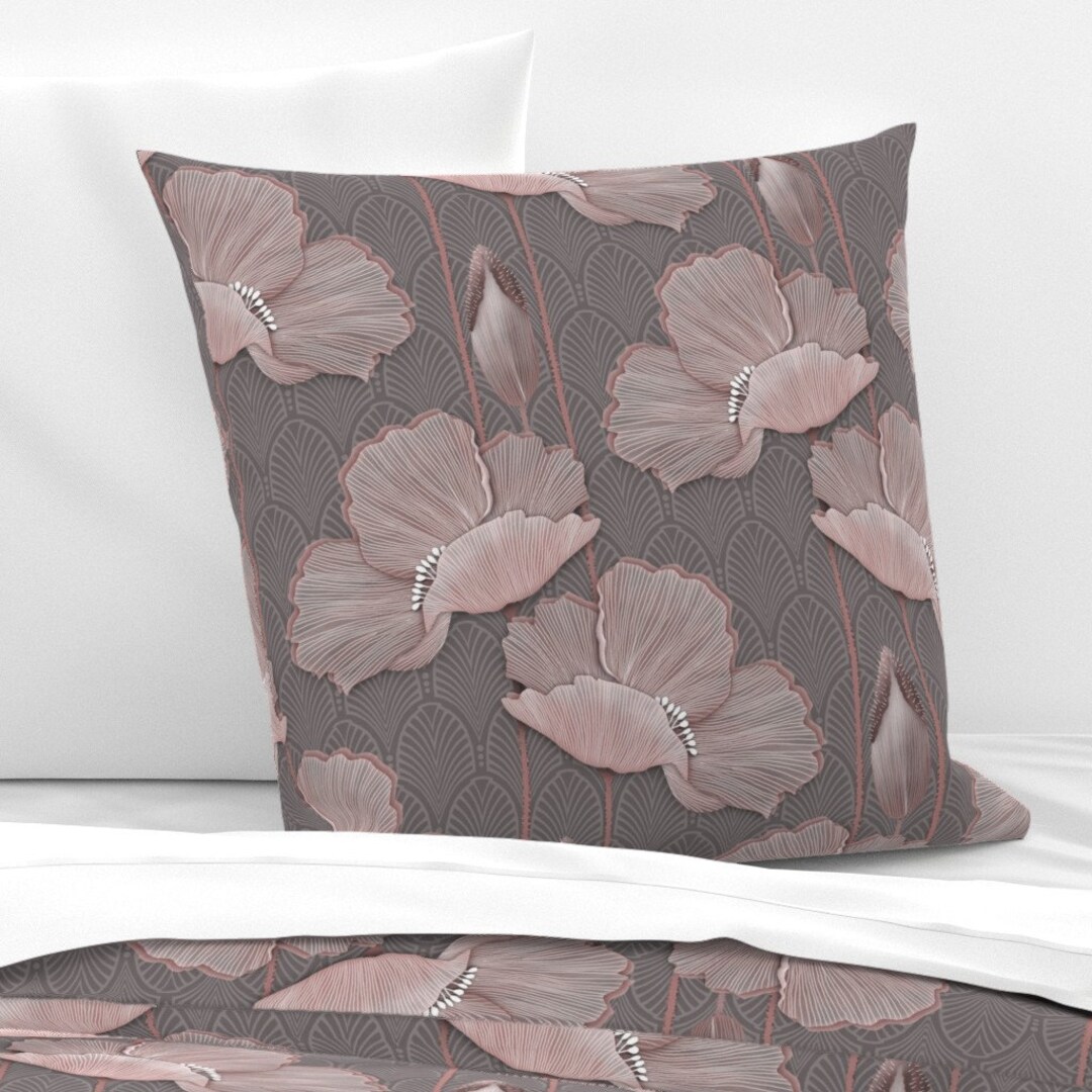 1920s Glamour Pillow Sham Art Deco Poppies by J9design Etsy