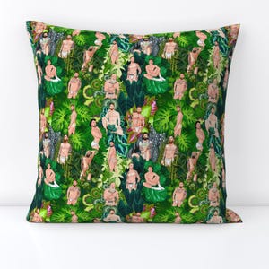 Houseplant Throw Pillow - Plant Daddies by robskiart - Jungle  Lgbtq Daddy Gay Homo Hunk Green Decorative Square Throw Pillow by Spoonflower