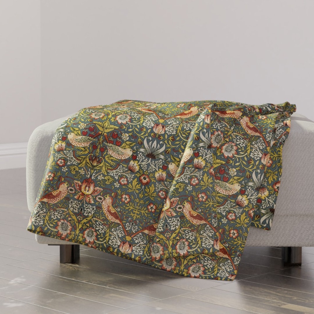 Victorian Throw Blanket Strawberry Thief by Peacoquettedesigns Arts and