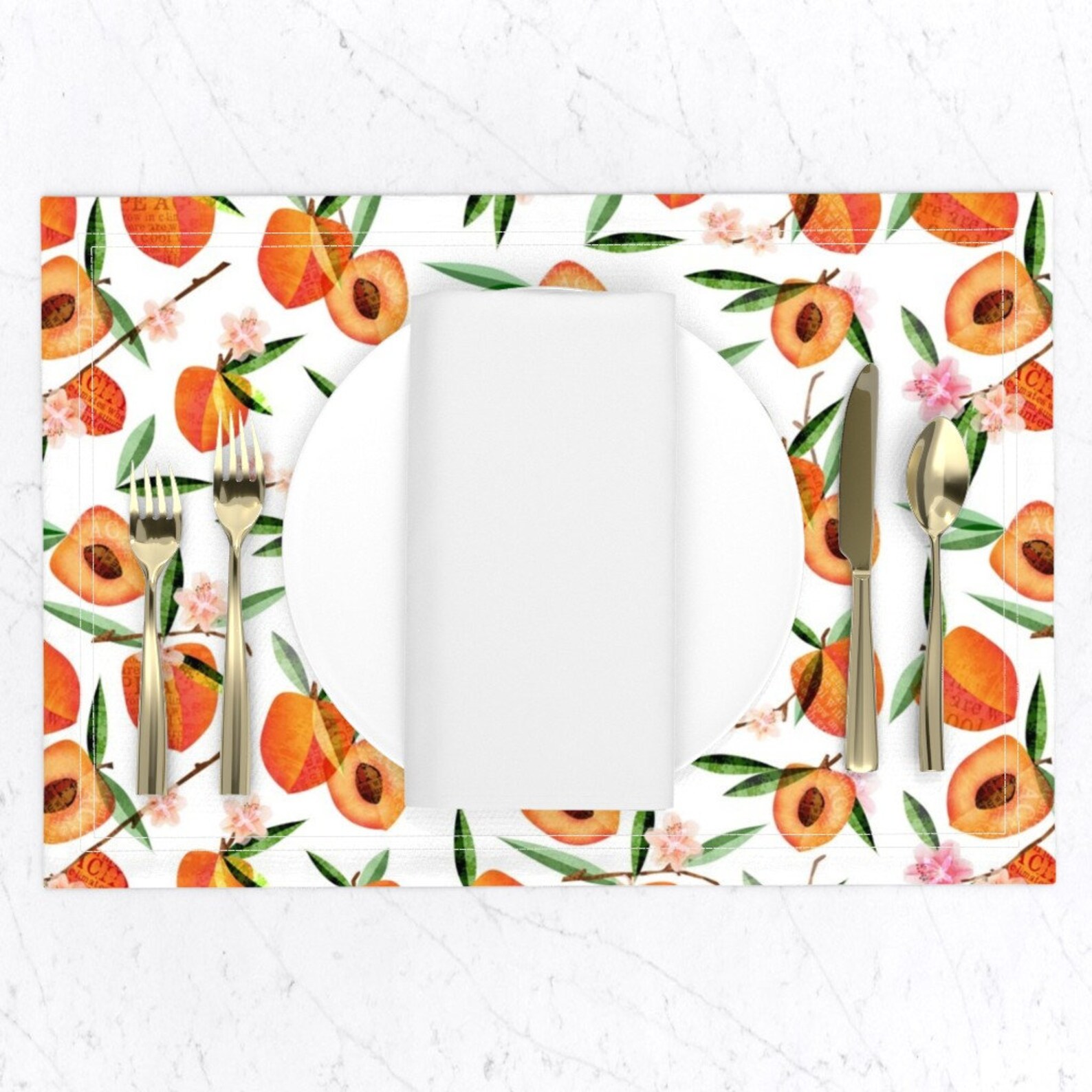 Peaches Placemats set of 2 Simply Peachy by Mulberry_tree Etsy