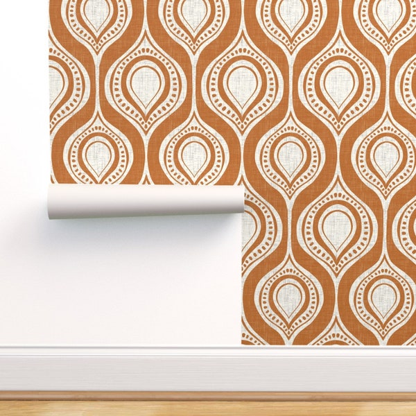 Modern Geometric Commercial Grade Wallpaper - Relic - Burnt Orange by scarlet_soleil - Abstract Mod Wallpaper Double Roll by Spoonflower