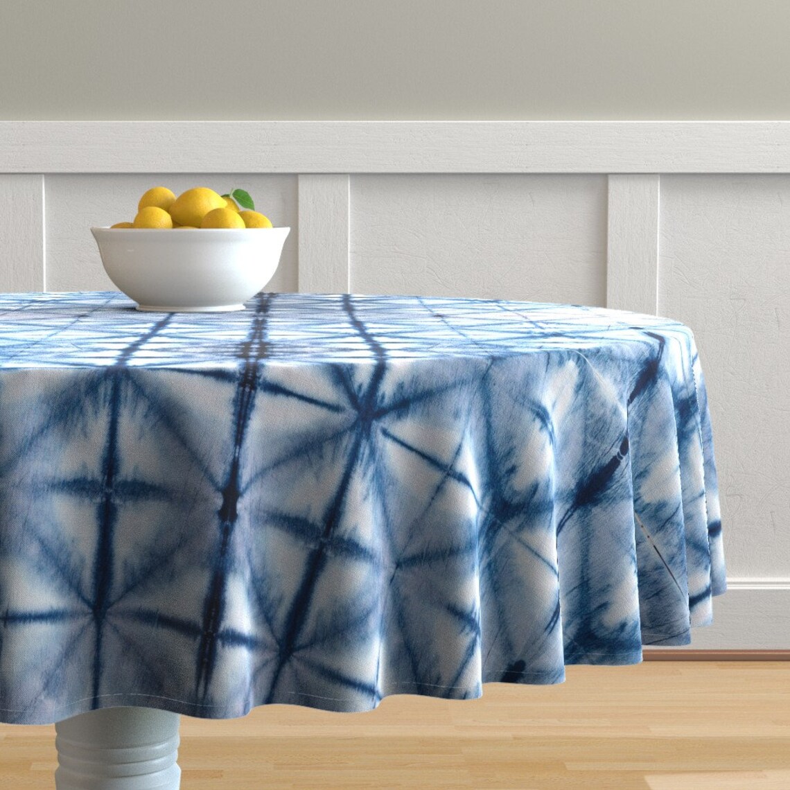 Indigo Diamonds Round Tablecloth Shibori Diamonds di Etsy