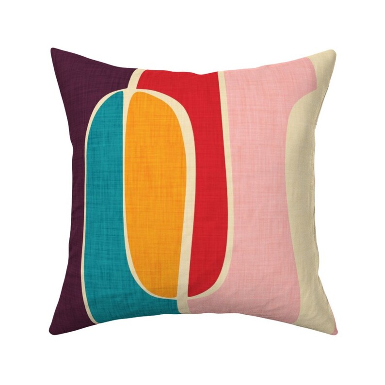 Mid Century Modern Throw Pillow Retro Waves by Bruxamagica Etsy