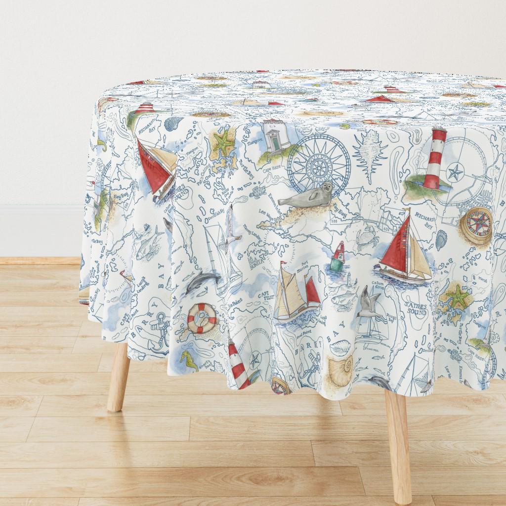 Nautical Tablecloth - Sail Away Map by Felicity_jane_design - Hand ...