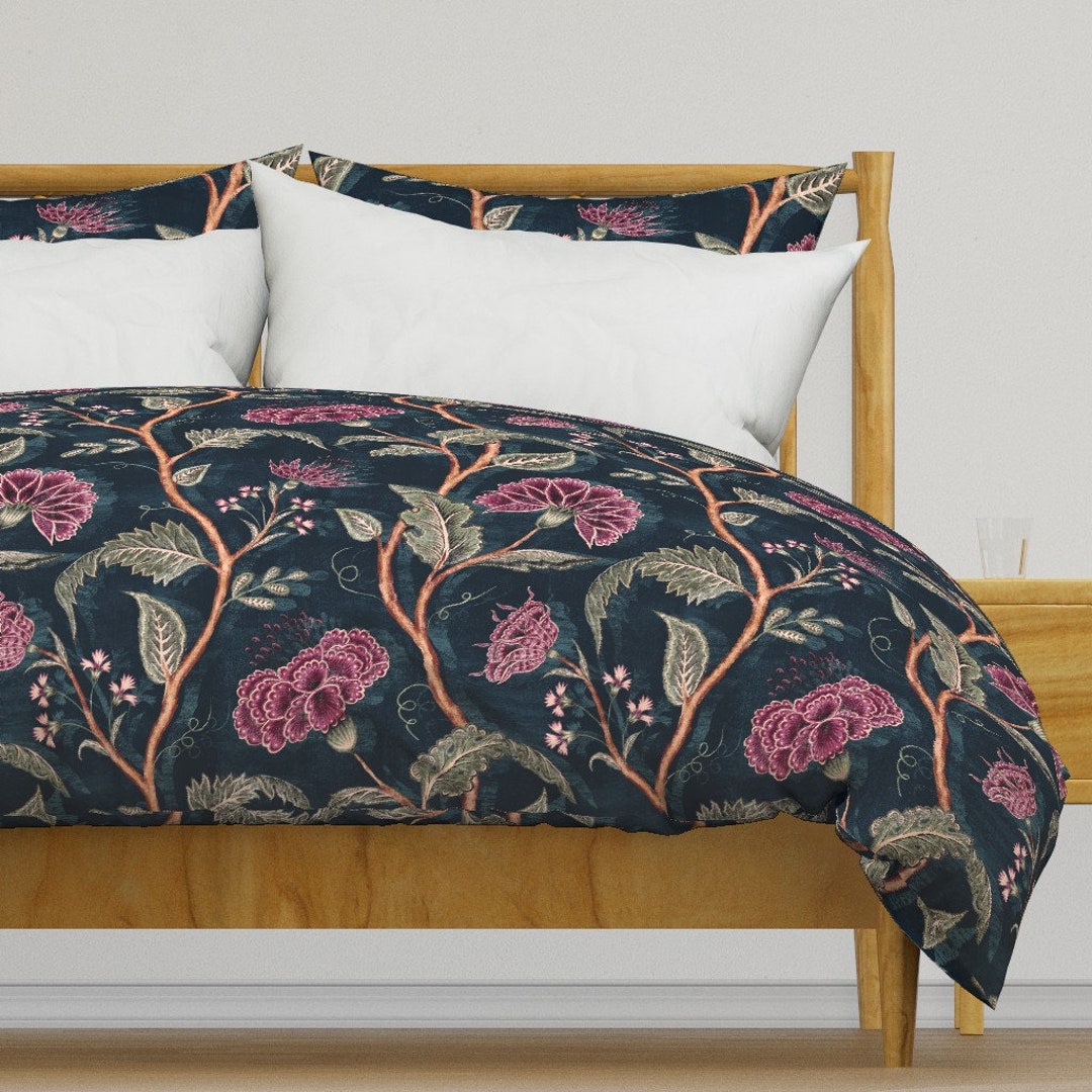 Dark Floral Duvet Cover Indienne Vine Midnight by Byre_wilde Victorian