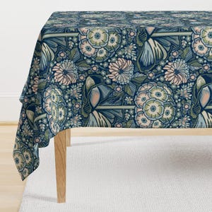 Retro Bold Floral Tablecloth - Sofias Garden by heidi-abeline - Maximalist Botanical Nature Garden Cotton Sateen Tablecloth by Spoonflower