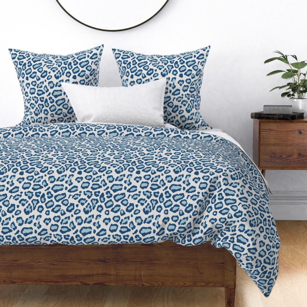 Blue Animal Print Duvet Cover Etosha Leopard in Blue by - Etsy