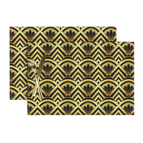 Art Deco Placemats Set of 2 Art Deco Diamond Scales by Etsy