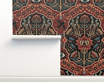 Papel de Parede Damasco Bruxo Sem Cola Gótico em Grande Escala - Damasco Olho Místico por misentangledvision Papel de Parede em Rolo Duplo da Spoonflower
