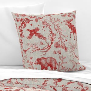 Woodland Toile Bedding - Winter Toile by nouveau_bohemian - Winter Holidays Cotton Sateen Duvet Cover OR Pillow Shams by Spoonflower image 3