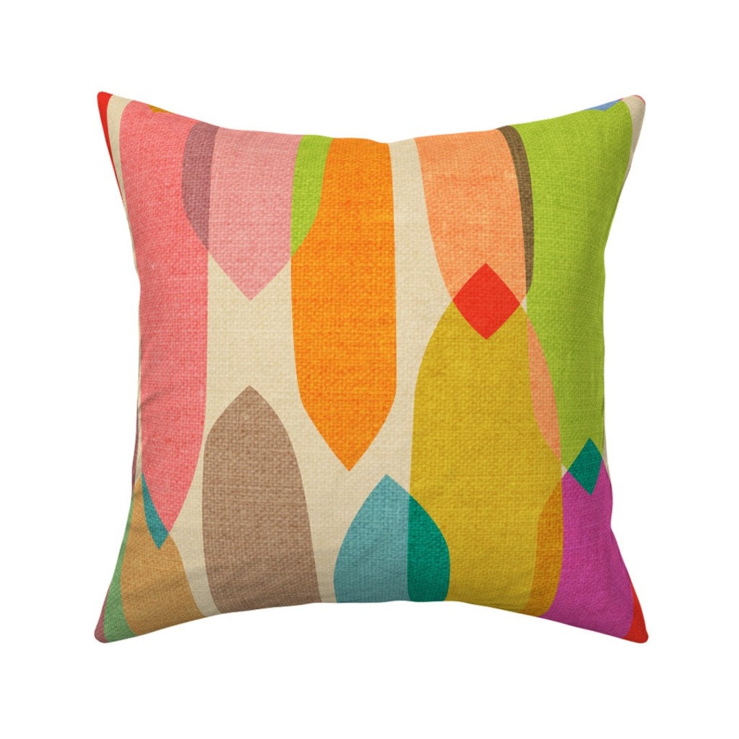 Mid Century Throw Pillow Mid Century Droplets by Ceciliamok Modern Art Mid Century Modern 18x18