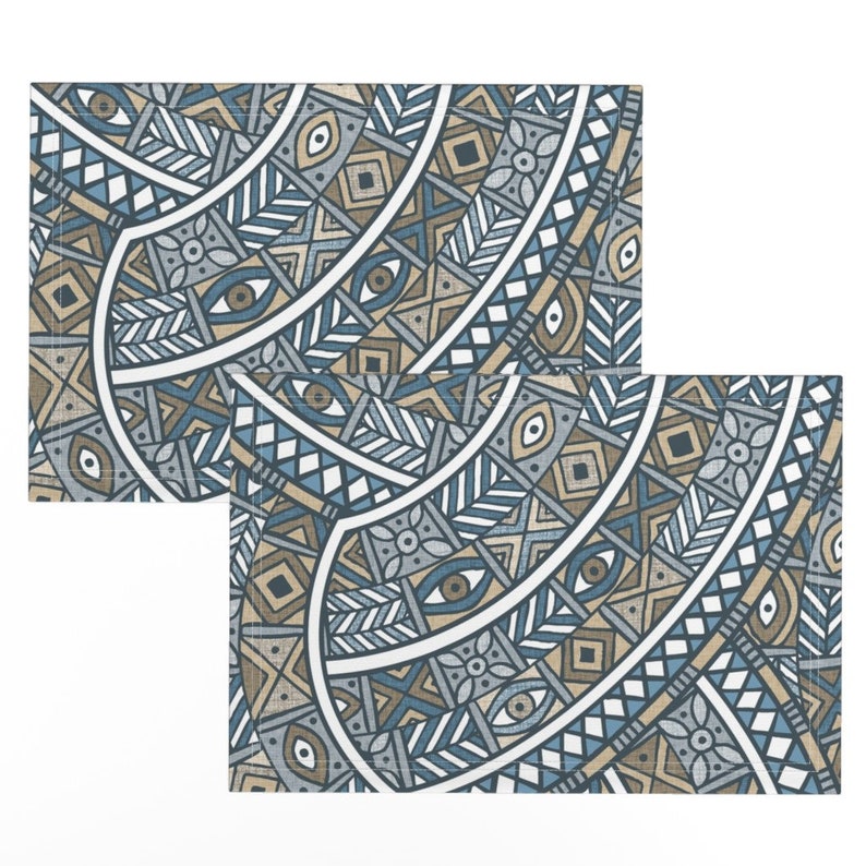 African Inspired Placemats set of 2 Oba Zinc by Spellstone Etsy